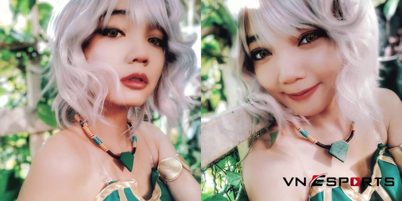 Ánh mắt lôi cuốn khi cosplay Qiyana bản mặc định