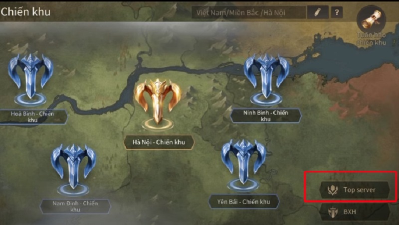 Chọn Top Server để biết thứ hạng của mình