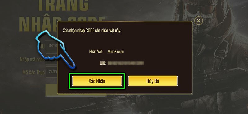 Chọn xác nhận để nhận call of duty mobile code