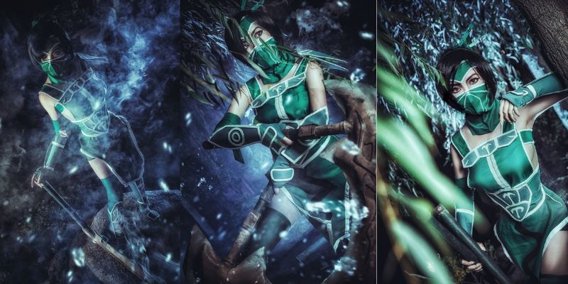 cosplay Akali trong bộ trang phục xanh lá xinh đẹp