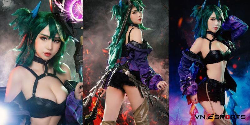 Cosplay liên quân Điêu Thuyền tà linh pháp trượng cuốn hút