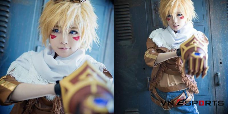 cosplay ezreal với ánh mắt vô cùng hồn nhiên