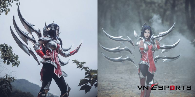 Cosplay Irelia LOL tạo dáng chụp hình với tư thế cực ngầu