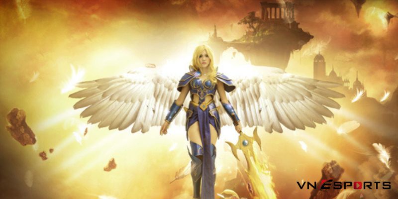 cosplay kayle với ảnh mặt trời chiếu rọi