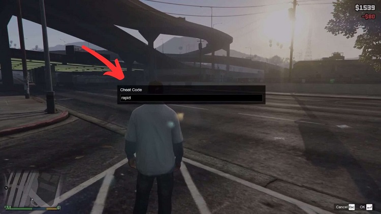 Mở hộp thoại code cheat GTA 5 ps5