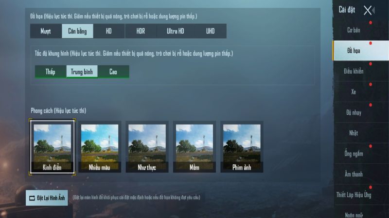 Setting PUBG mobile bắn không giật - Tùy chỉnh chất lượng đồ họa