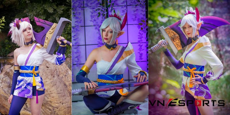 Spirit Blossom Riven cosplay với cây kiếm cực chất (1)