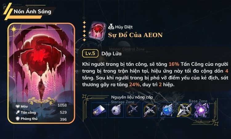 Tích tầng Sự Sụp Đổ Của Aeon giúp tăng sức tấn công của nhân vật