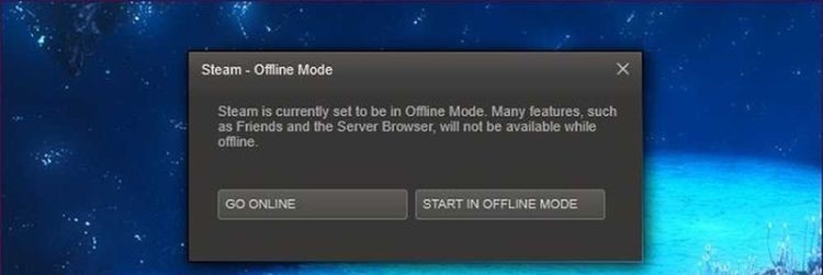 Xử lý lỗi kết nối Steam bằng cách tắt chế độ ngoại tuyến